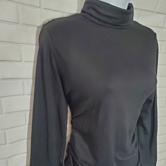 Love Black Long Sleeve Turtleneck with Ruched Sides Top - Picture 2 of 11